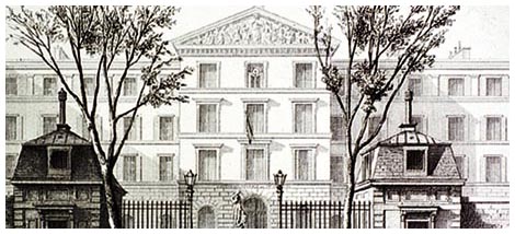 An illustration of the school for the blind that Louis Braille attended.